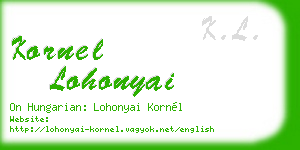kornel lohonyai business card