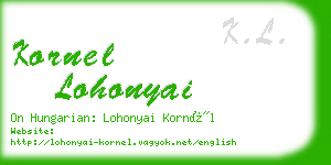 kornel lohonyai business card